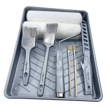 Magimate Paint Roller Brushes Set Featured with Threaded Roller Handle, Sturdy Paint Tray and Assorted Paint Brushes, for Household Painting Application - 9 Inch Paint Roller