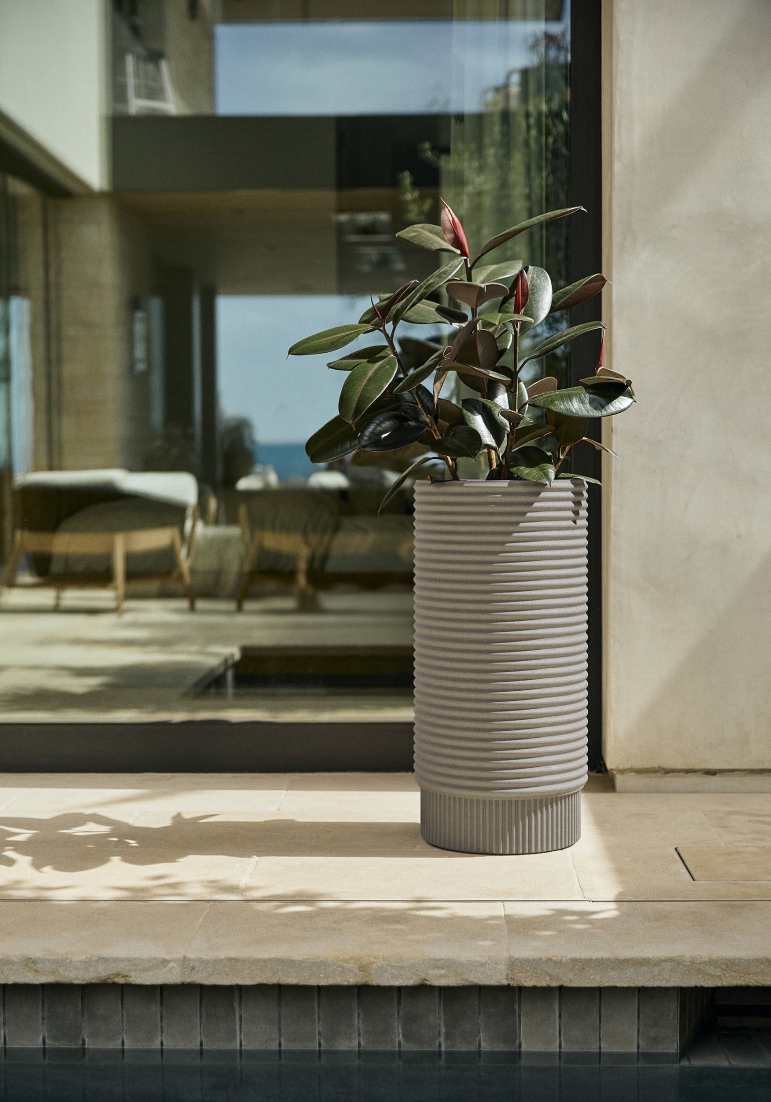 Veradek Mod Series 29" Plastic-Stone Extra Tall Planter - (Gray)