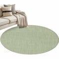 thumbnail image 2 of 3.3ft Washable Round Rug, Vintage Linen Non-Slip Circle Area Rug for Entryway Bedroom, Pastoral Sage Green Linen Texture Farmhouse Indoor Accent Floor Mat for Home Decor, 2 of 9