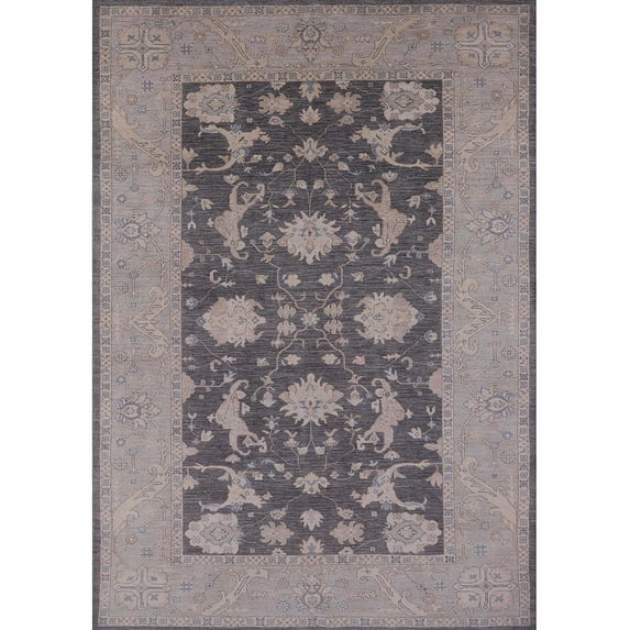 Ahgly Company Indoor Rectangle Mid-Century Modern Rosy Brown Pink Oriental Area Rugs, 7' x 9'