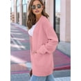 thumbnail image 3 of Womens Oversized Cardigan Soft Knit Cardigan Sweater with Pockets Pink XL, 3 of 6
