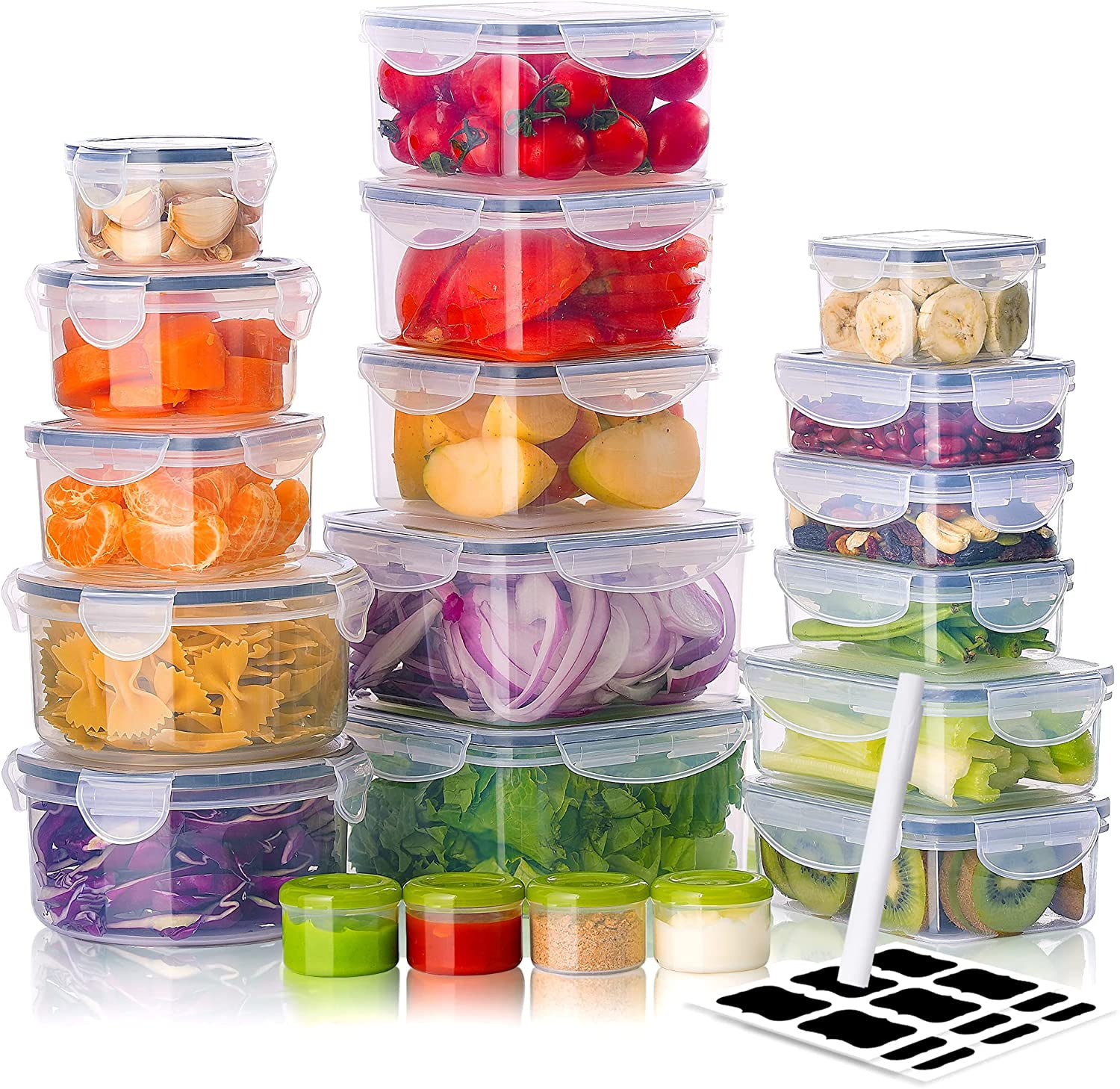 Plastic Food Storage Containers with Lids - Large 16 Cup (128 oz) Airtight Container Box for Food Storage, Freezer, Microwave and Dishwasher Safe