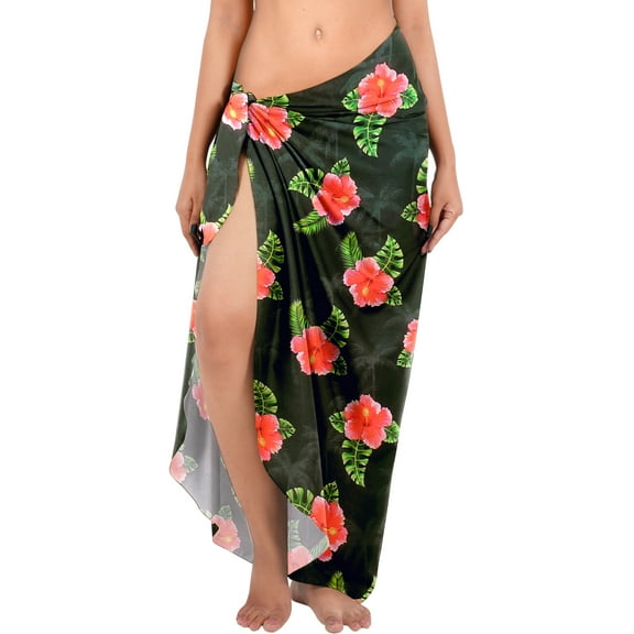 LA LEELA Women's Coverups Summer Wraps Bikinis Swim Cover up Swimwear Pareos Beach Cover-up Sarong Beachwear Pareo for Women One Size Metal, Floral