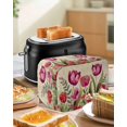 thumbnail image 5 of Pink Red Spring Floral Toaster Cover 2 Slice, Summer Botanical Tulip Vintage Dustproof Bread Machine Oven Cover with Storage Pockets, Fits Most Kitchen Toasters Protector, 5 of 5