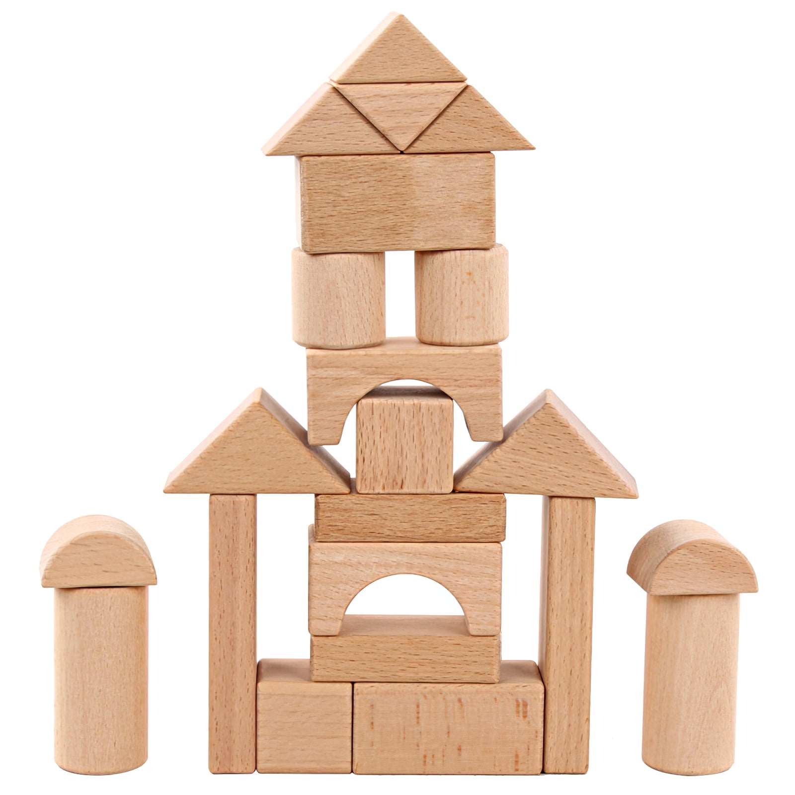 Wooden Building Blocks 100 Piece Set Natural Color Boys Girls Toys Wood Kids