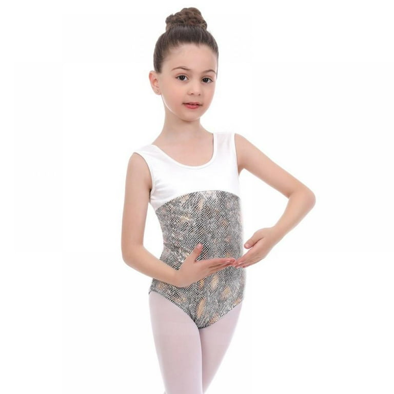 Little Girls One-Piece Gymnastics Leotards, Big Girls Sleeveless Dancewear,  Toddler Sparkly Dance Tumbling Unitard, Size 3-14 Years