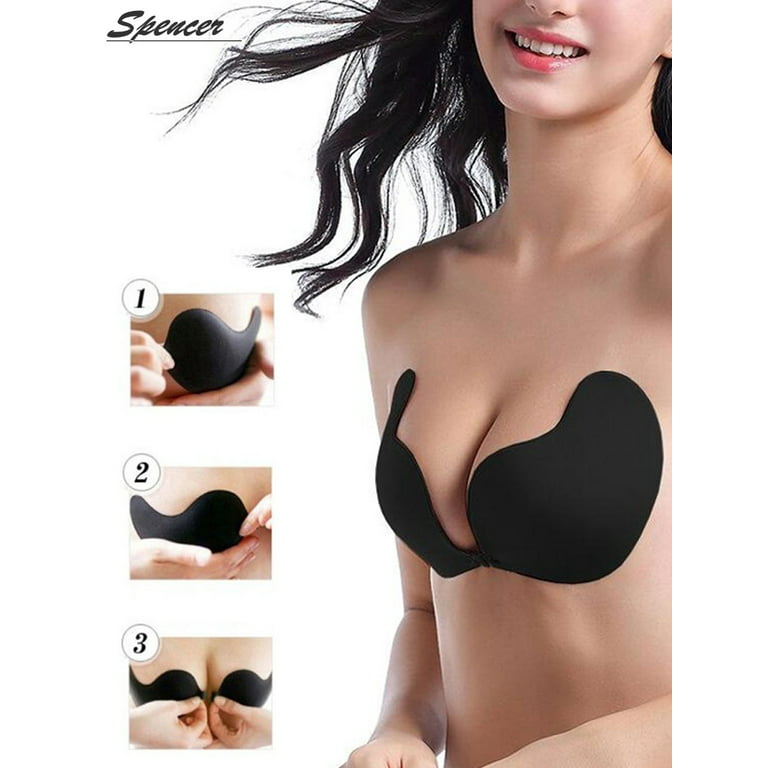 Spencer Women's Strapless Sticky Bra Self Adhesive Backless Push Up Bra  Reusable Invisible Silicone Bras Skin,A Cup