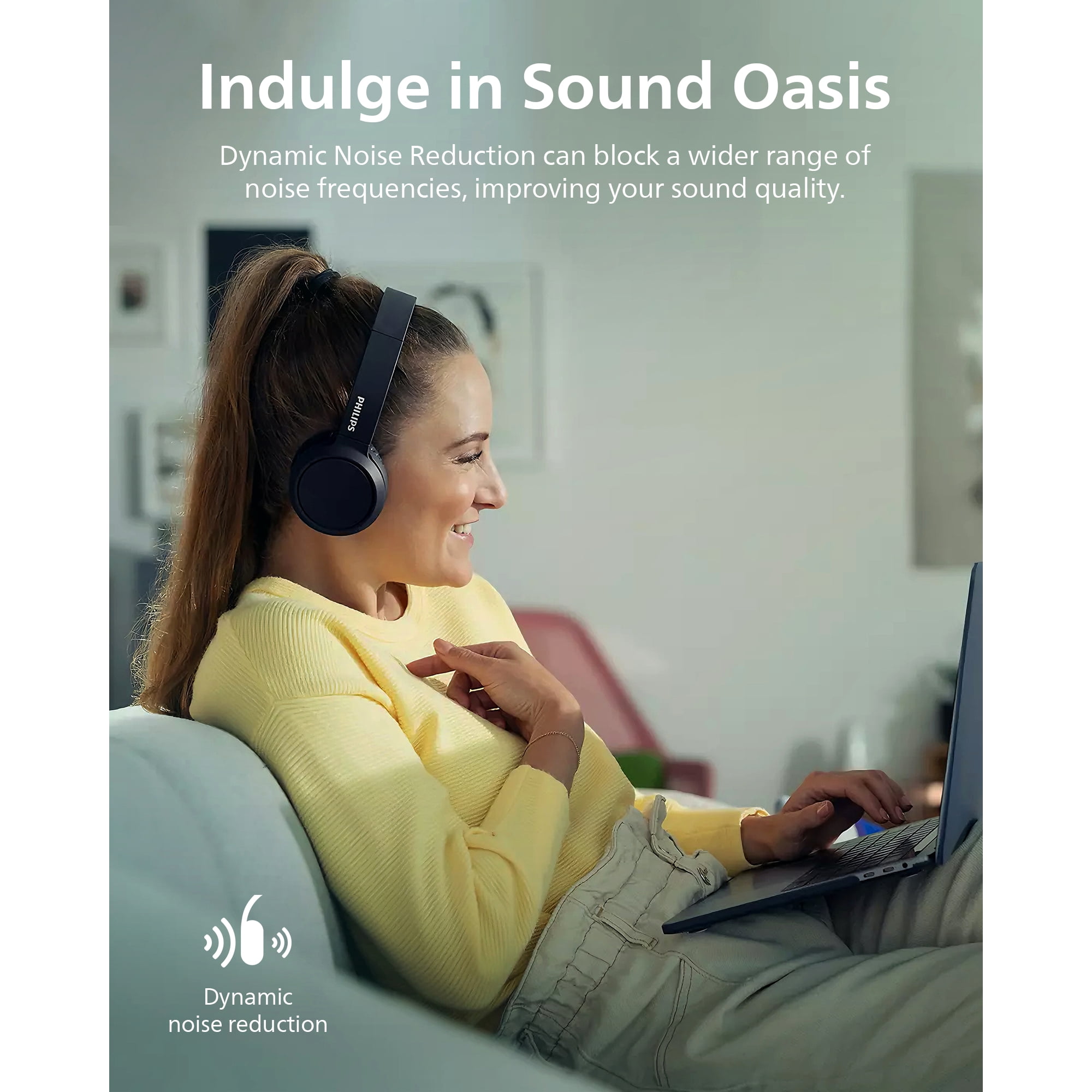 Philips H4205 on-Ear Wireless Headphones with 32mm Drivers and BASS Boost on Demand, Black