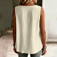 thumbnail image 5 of Craaazy Womens Sleeveless Tank Tops Plus Size, Solid Color Loose V Neck Cotton Linen Sleeveless Button Down Shirts, Eyelet Detail Sleeveless Tops for Women Daily Street & Office Wear, 5 of 7