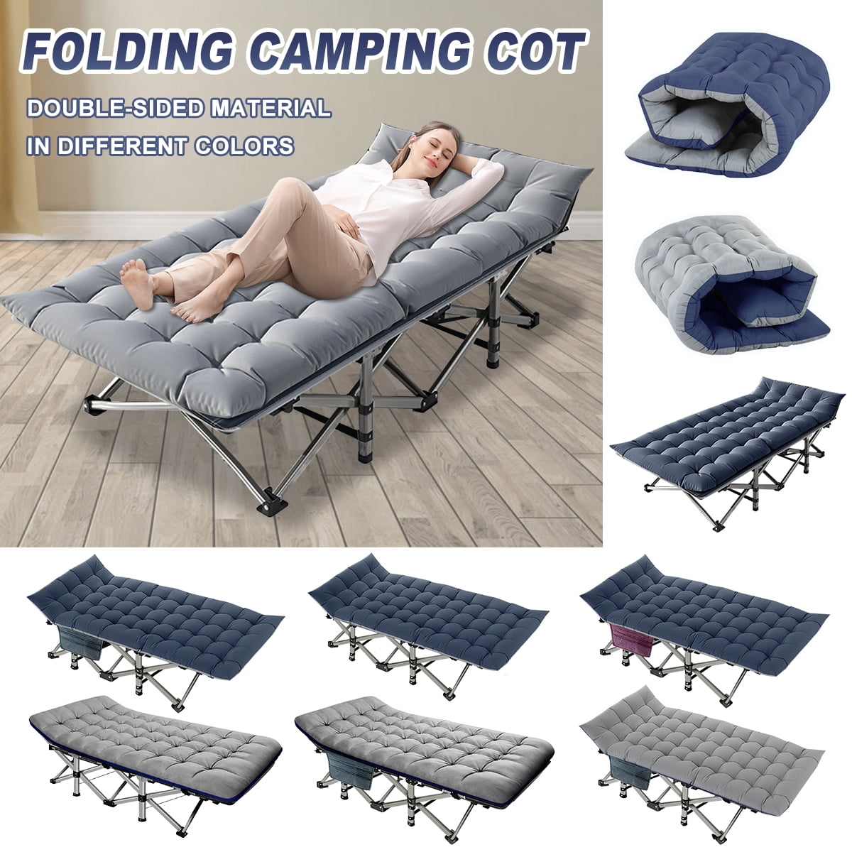 Adult Camping Cot Folding Bed Heavy Duty Collapsible Sleeping Bed w/Carry Bag US 