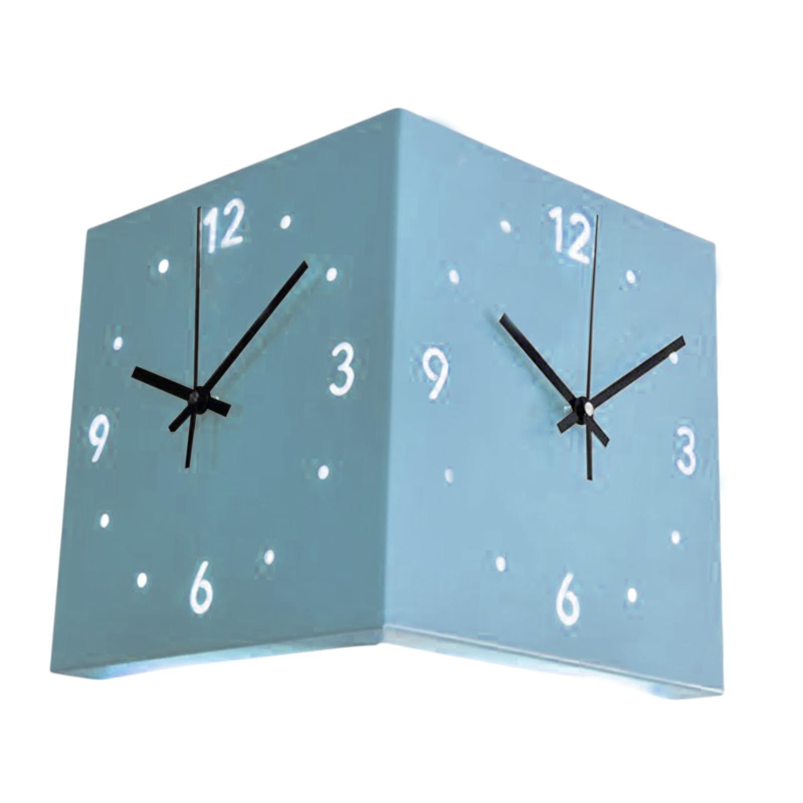 Baoblaze Double Sided Corner Wall Clock Friend Gift for Living Room Hotel Dining Room Blue
