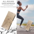 thumbnail image 6 of For Google Pixel 9a 6.3 inch Embossed Butterfly Flowers With Card Slots And A Cash Compartment Shockproof Kickstand Flip Leather Phone Case For Women,Gold,For Google Pixel 9a, 6 of 8