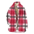 thumbnail image 5 of Winter Sherpa Jacket Women Faux Shearling Fuzzy Mid Long Coat Color Block Warm Casual Button up Peacoat with Pockets (S, Red|Plaid), 5 of 7