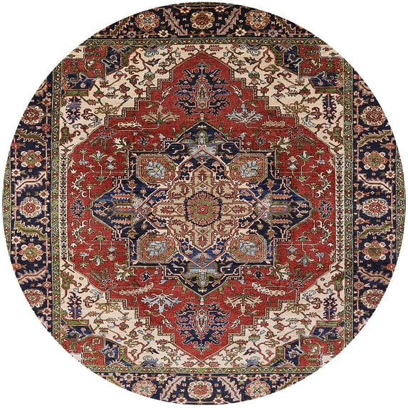 Ahgly Company Machine Washable Indoor Round Industrial Modern Camel Brown Area Rugs, 3' Round