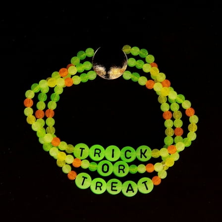 Fun Express Halloween Glow-in-the-Dark Trick-or-Treat Beaded Bracelet Craft Kit - Makes 6