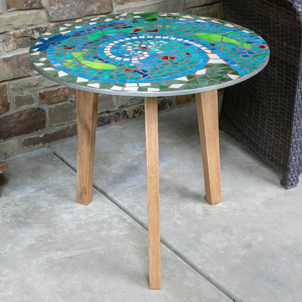 Boho Mosaic Stained Glass End Table
