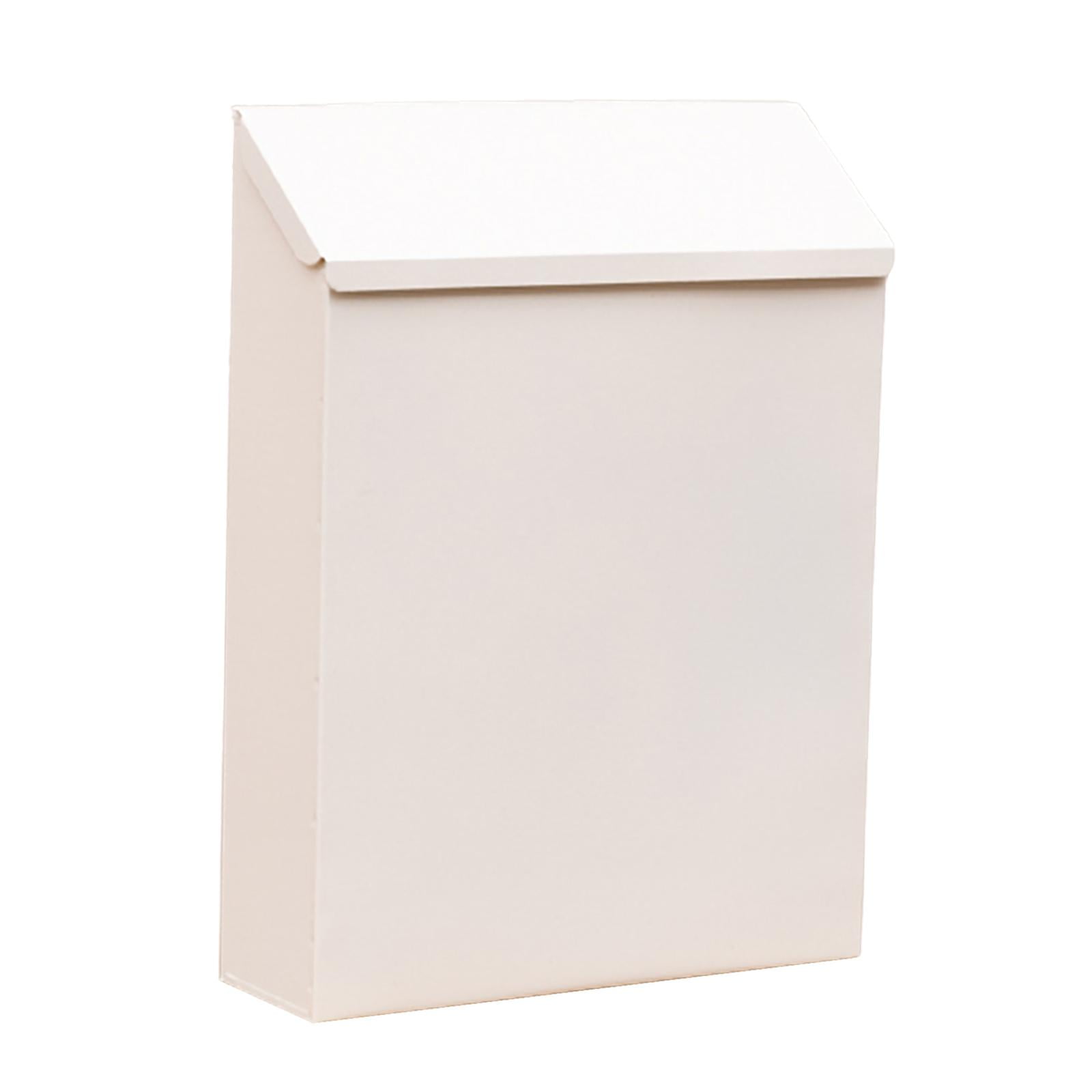 Baoblaze Drop Box with Lock Decorative Rainproof Letter Box Wall Mounted Mailbox for Home white