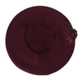 thumbnail image 3 of DLAPL Women French Beret hat Solid Color Floral Warm Beret Cap (Flower Burgundy), 3 of 5