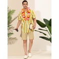 thumbnail image 3 of Camisa a rayas Lars Amadeus hombre manga corta color block Amarillo L, 3 of 6