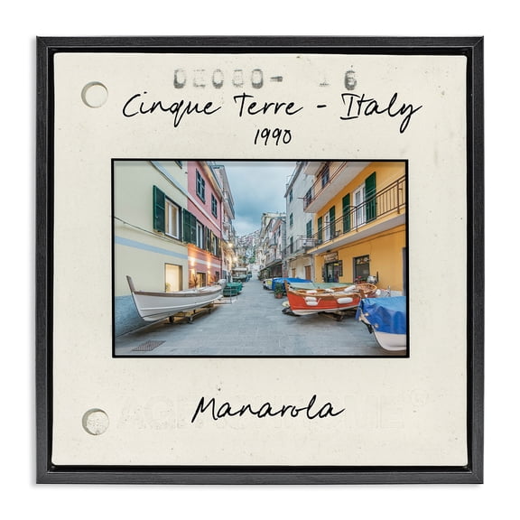 Stupell Industries Vintage Travel Italy View Architecture Painting Black Floater Framed Canvas Art Print Wall Art, 18 x 18