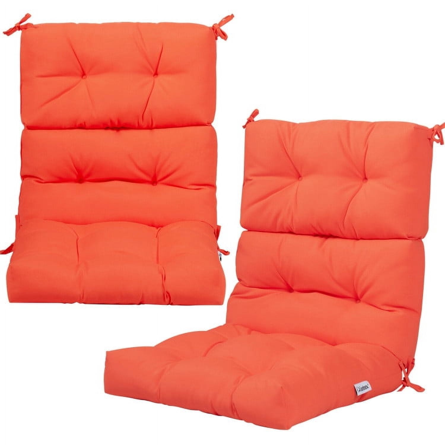 GVN 22 x 44 Inch Tufted Outdoor Patio Chair Seating Pad-Orange, Kitchen Chair Cushions, Dining Chair Pads