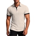 thumbnail image 3 of TaTaai Men's Solid Color Jacquard Short Sleeve Polo Shirt with Contrast Buttons, Turn-Down Collar, and Comfortable Relaxed Fit Gift, 3 of 8
