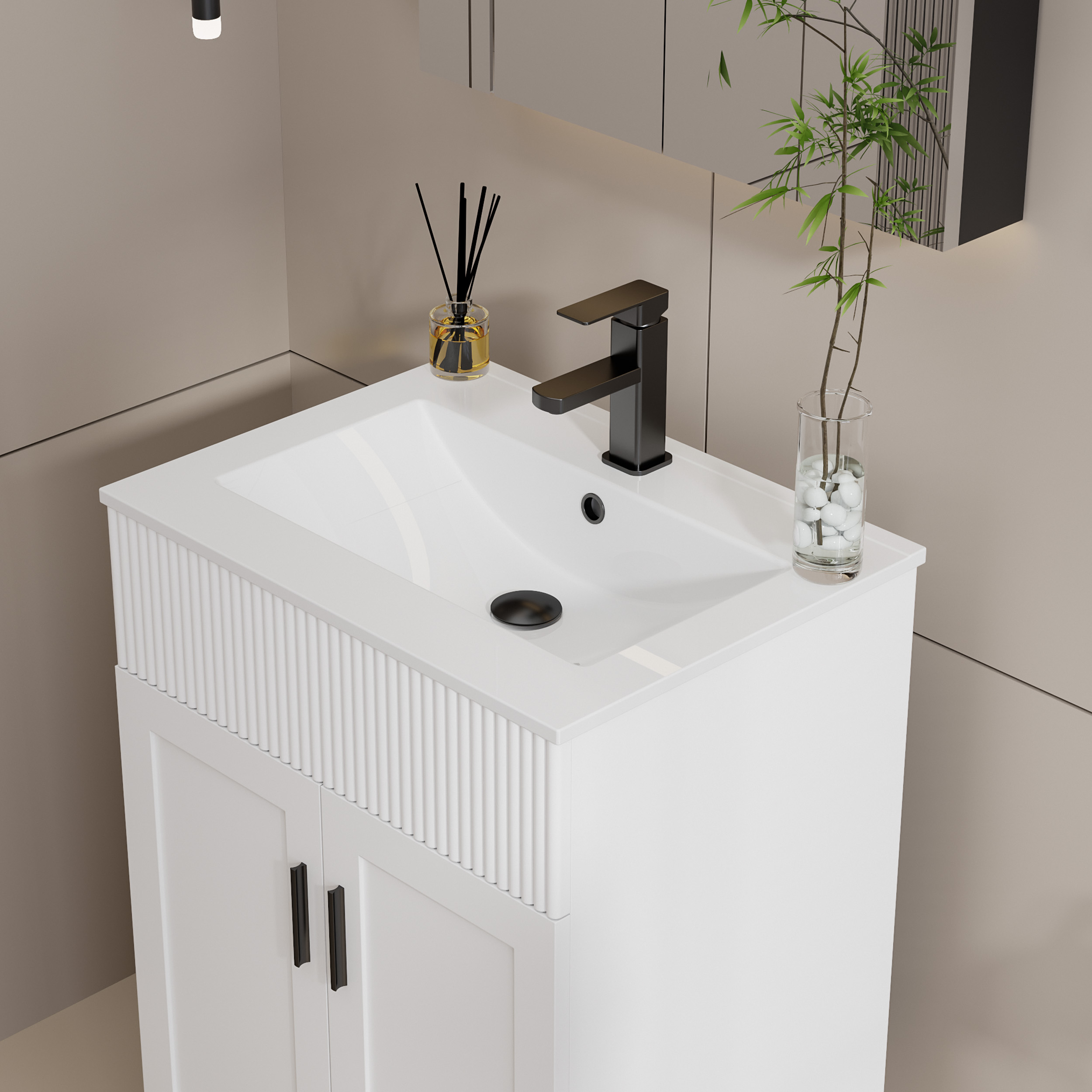 24" Ceramic Intergrated Sink Top, Zinc Alloy Faucet