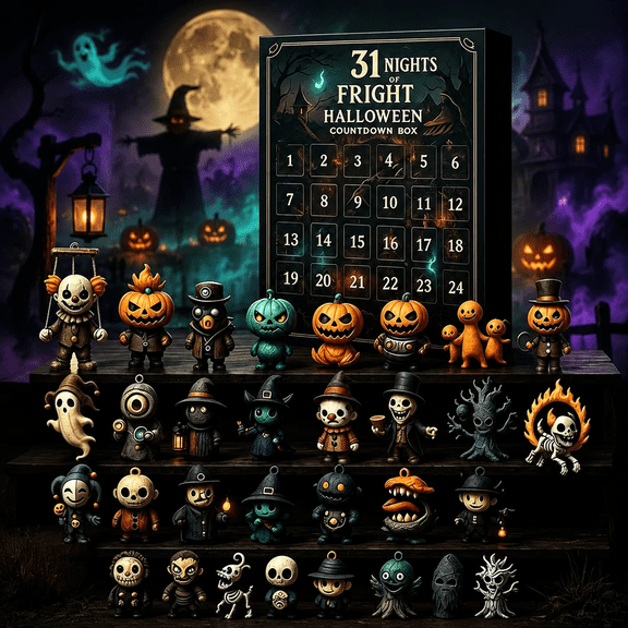 Halloween Advent Calendar 2026, 31-Day Countdown Calendar with 31 Mini Spooky Figurines, Blind Box for Halloween Decor, Gifts & Party Favors