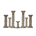 thumbnail image 2 of Traditional Gray Wash Eco-friendly Handmade Mango Wood Set Of Seven 15",12",9",6",9",12" & 15" Pillar Candle Holder for use, Living Room, Dinning Room, Study Room, Restaurants, Place Of Worship, etc, 2 of 4