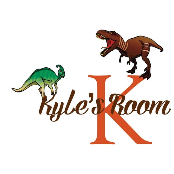 Personalized Name Vinyl Decal Sticker Custom Initial Wall Personalization Decor Dino Dinosaur Bedroom Baby Boy Nursery Room 14 Inches X 14 Inches