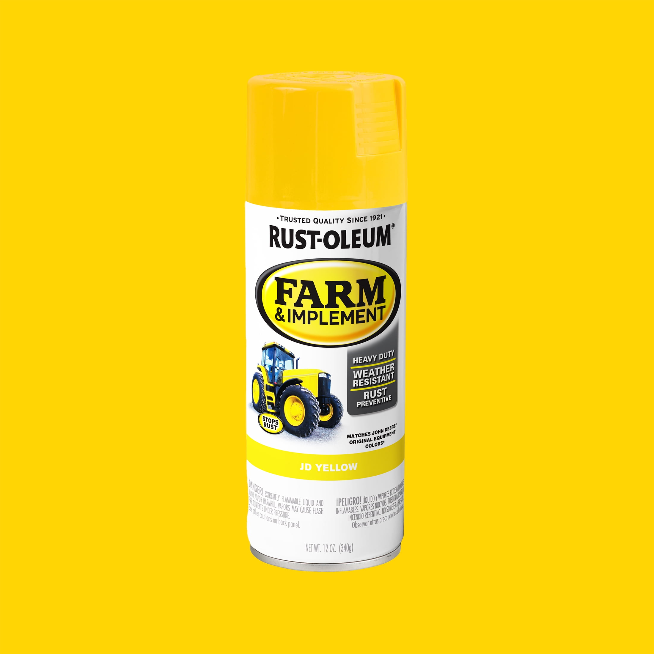 (6 pack) JD Yellow, Rust-Oleum Specialty Farm & Implement Gloss Spray Paint-280129, 12 oz