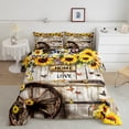 thumbnail image 2 of Homewish Vibrant Sunflower Floral Queen Comforter Set for Kids, Rustic Wooden Plank Bedding Sets, Cartoon Butterfly Bedding Comforter Set, Super Cozy Room Decor, 3 Pieces, 2 of 8