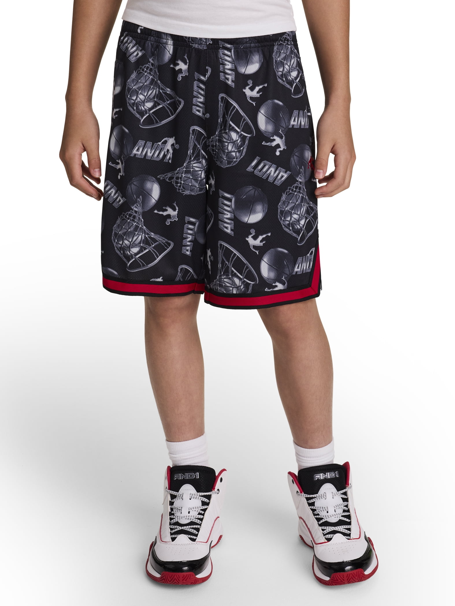 AND1 Boy's Athletic Platinum Short, 7" Inseam, Sizes 4-18