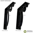 thumbnail image 5 of Ekena Millwork 2"W x 12"D x 15"H Avery Wrought Iron Bracket, (Triple center brace) (4-Pack), 5 of 5