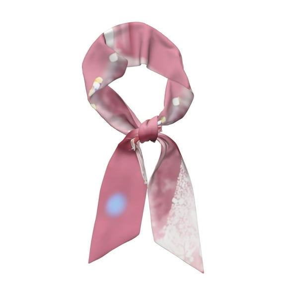 Sikiie Glittering Pink Bathtub Neck Scarf Printed Scarves Head for Women'S Fashion Satin Scarfs For Bag Hair for Dating, Travel