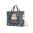 thumbnail image 7 of FORMRS Womens Corduroy Tote Bag Crossbody Shoulder Handbag with Pocket, Blue Christmas Santa, 7 of 7