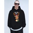 thumbnail image 4 of Men'S 2025 Christmas Reindeer Hoodie with Ho Ho Ho & Rudolph Graphic - Casual Long Sleeve Sweatshirt, Soft Knit Fabric, Regular Fit, Festive Red & Green Reindeer Print, Cozy Winter Pullover for Holid, 4 of 5