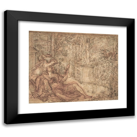 Giuseppe Passeri 14x12 Black Modern Framed Museum Art Print Titled - Rinaldo and Armida (1654-1714)