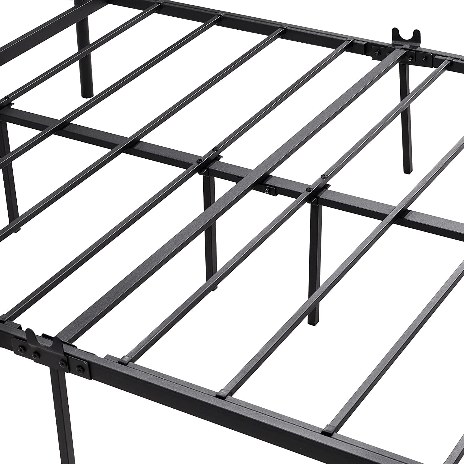 BOFENG Full Metal Bed Frame with Vintage Wood Headboard and 