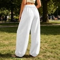 thumbnail image 5 of Puntoco Women's Boho Harem Pants Baggy Sweatpants with Pockets Drawstring Waist, Jogger Pants, Casual, Wide Leg Gym Pants White-C, 5 of 8
