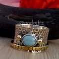 thumbnail image 5 of Meditation Ring - Thumb Ring - Fidget Silver Spinner Band Ring - Dominican Larimar Gemstone Ring- Spinner Ring - Jewelry - Mother Day Gift, 5 of 8