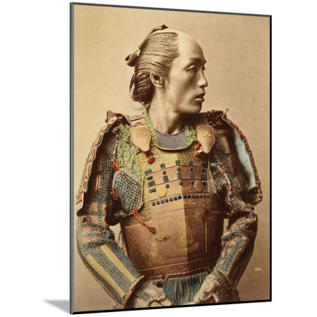 - Portrait of a Samurai of Old Japan Armed with Full Body Armour, 1890 (Hand Coloured Albumen Photo) Wood Mounted Print Wall Art