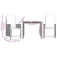 thumbnail image 4 of vidaXL 3 Piece Bistro Set with Cushions Grey Poly Rattan, 4 of 5