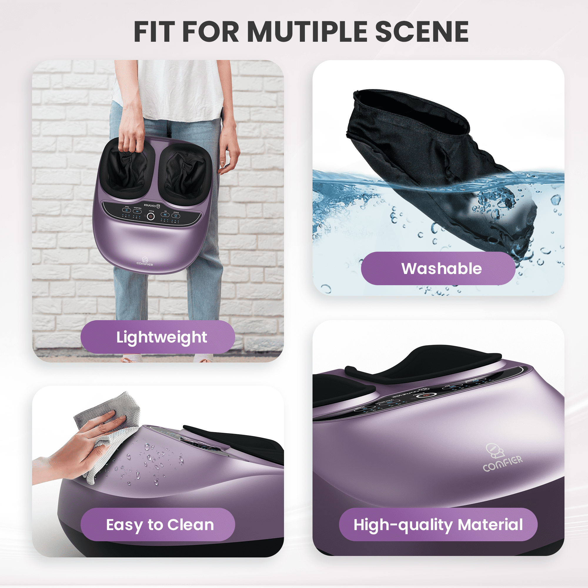 Shiatsu Foot Massager with Heat, Comfier Foot Massage Machine for Blood Circulation Neuropathy, Gifts for Mom Dad , Purple