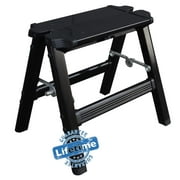 Elk & Bear Small Folding Step Stool for Adults or Kids Aluminum Ladder Great for Kitchen, Bathroom, RV, Closet, Garage, Garden (Black) Black