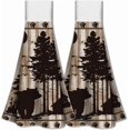thumbnail image 1 of Juego de 2 toallas colgantes de cocina con diseño de osos del bosque, toalla de mano con gancho, absorbente, para colgar, paño de cocina, 31,7 x 34,5 cm, 1 of 7