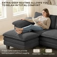 thumbnail image 4 of HOMCOM Sectional Sofa, L Shaped Couch with Deep Seat, Ottoman, Dark Grey, 4 of 10