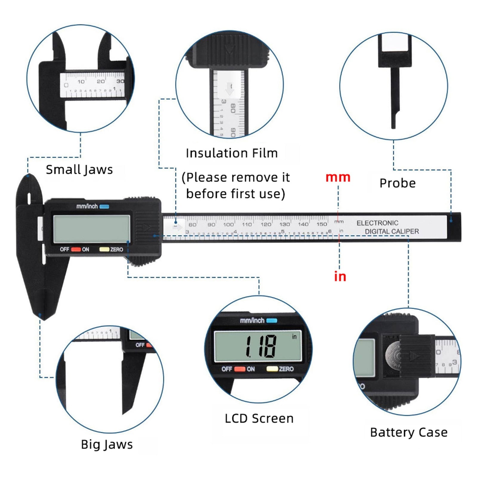 Micrometer Calibrator Digital Caliper Vernier Tools Pachometer Digital Caliber Electronic Caliper Handle Plastic Calipers