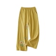 thumbnail image 2 of Utoimkio Women's Floral Embroidered Pants,Elastic Waist Wide Leg Trousers with Pockets, 2 of 9