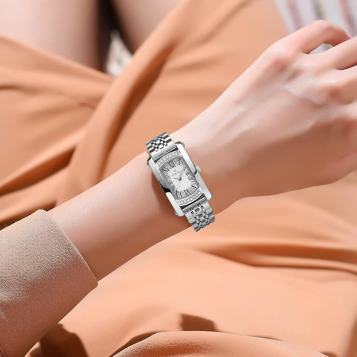 Watches Women with Date Silver Stainless Steel Luxury Ladies Watches with Small Writs Diamond for Women Waterproof Elegant Dress Quartz Analog Women's Wrist Watches Reloj de Mujer